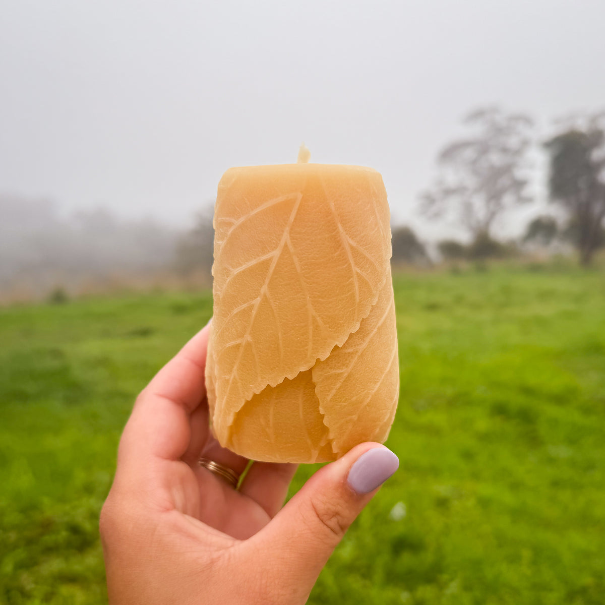 Pure Beeswax Leaf Print Candle